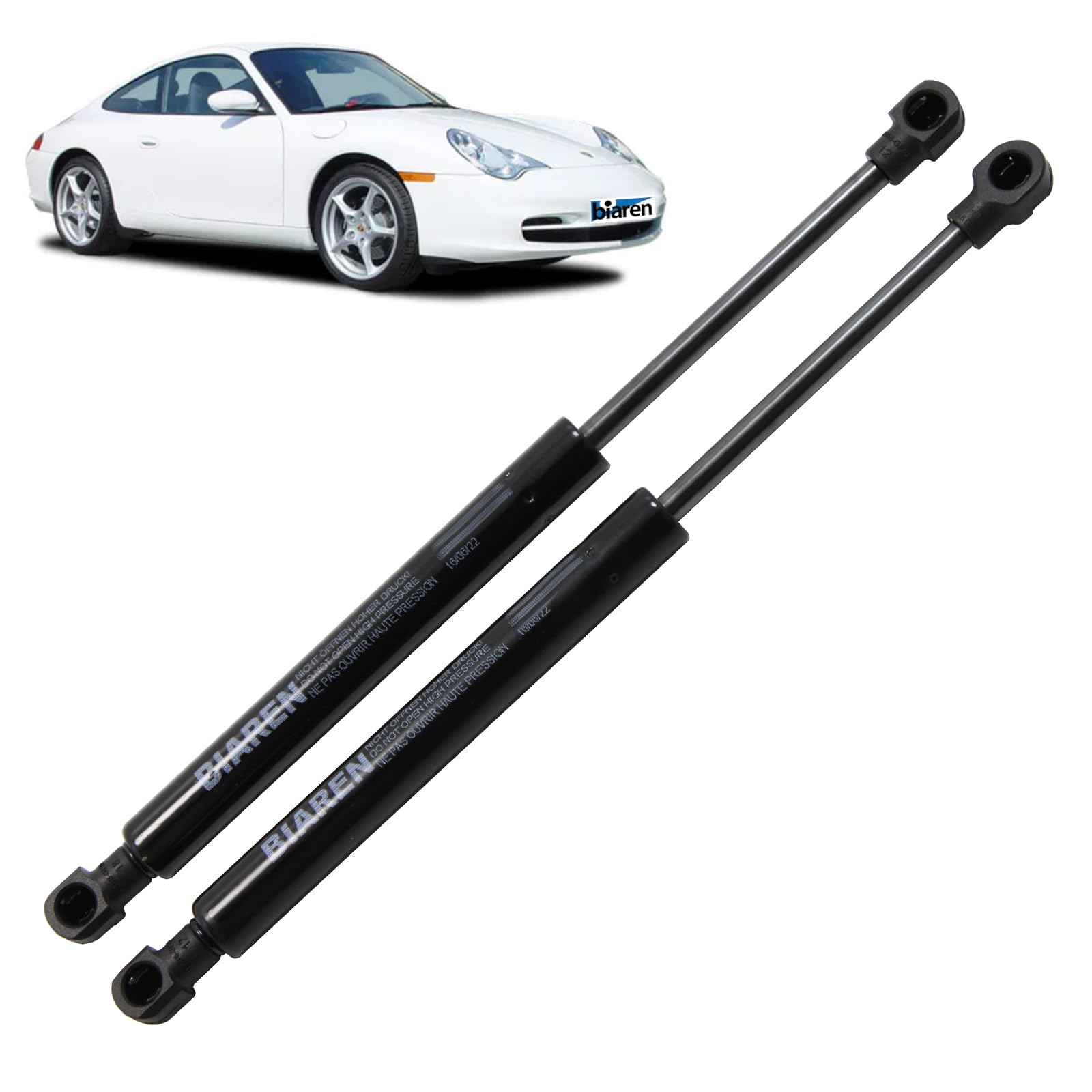 BIAREN 2 x Motorhauben-Gasdruckfedern für Porsche 911 Boxster 986 1997-2005 Lift Support System 560 (N) 225 mm - 99651155101 von BIAREN