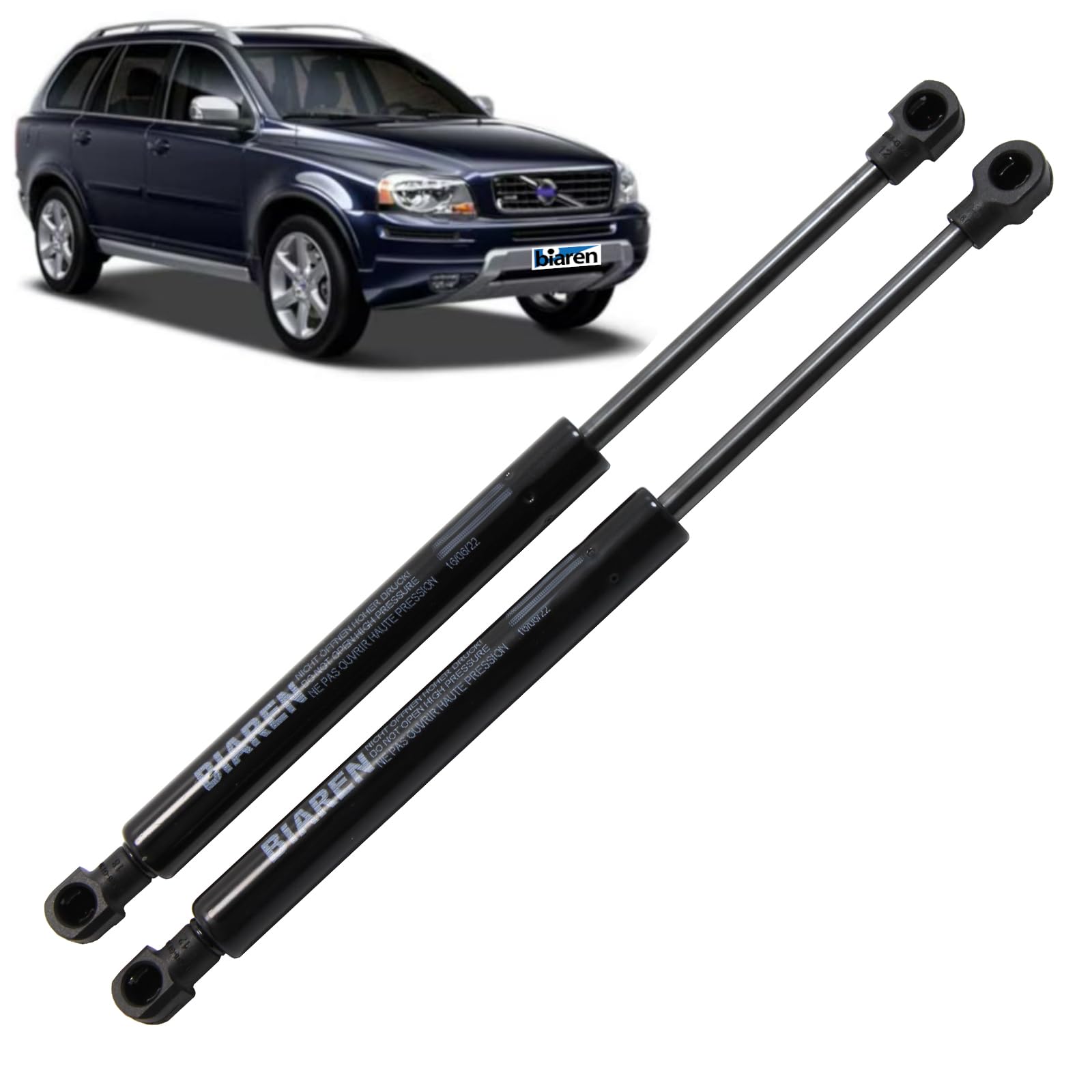 BIAREN 2 x Motorhauben-Gasdruckfedern für Volvo XC90 MK1 2002–2014 Lift Support System 320 (N) 510 mm – 30649736 von BIAREN