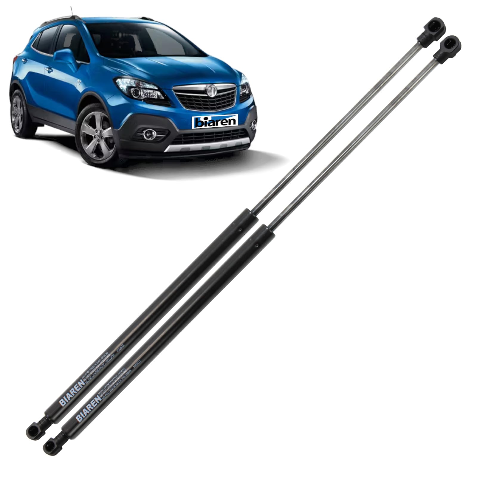 BIAREN 2x Heckklappe Kofferraum Gasdruckfedern für Opel Mokka (2012-2020) Lift Support System 370 (N) 619mm 132111 132112 95095591 95095592 von BIAREN