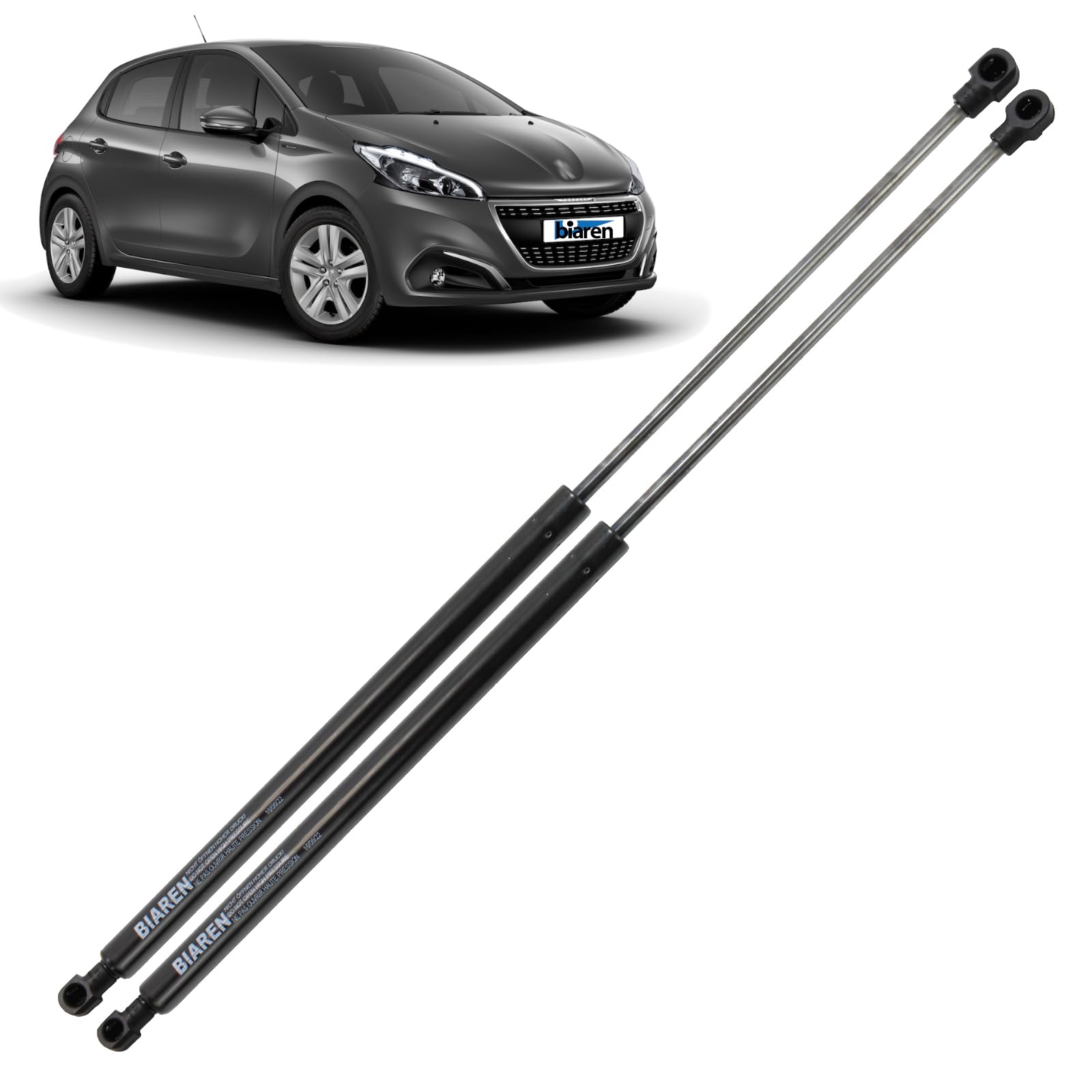 BIAREN 2x Heckklappe Kofferraum Gasdruckfedern für Peugeot 208 Schrägheck Van (2012-2019) Lift Support System 435 (N) 467MM 1609616580 9673083680 9676494780 von BIAREN