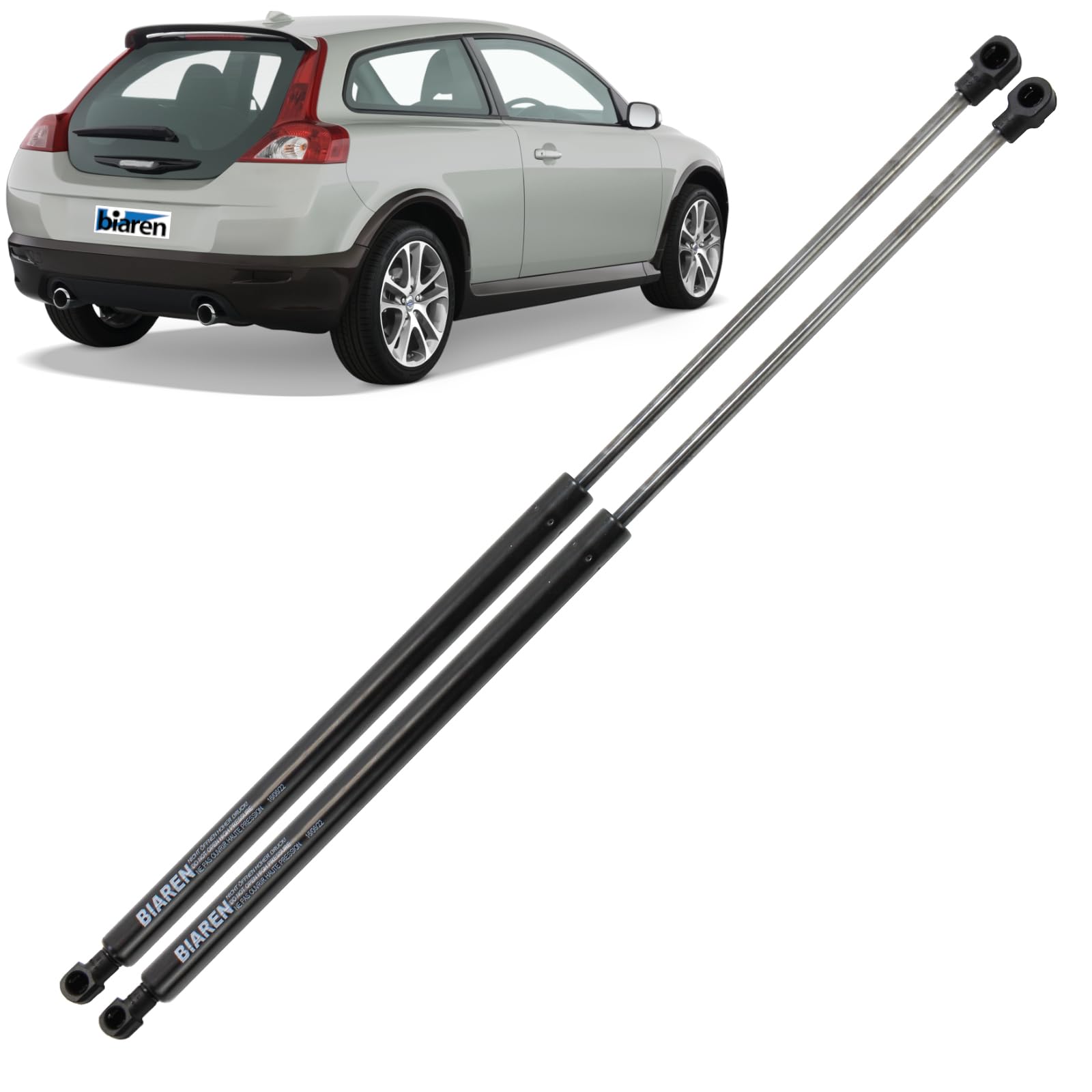 BIAREN 2x Heckklappe Kofferraum Gasdruckfedern für Volvo C30 (2006-2013) Lift Support System 360 (N) 483MM 30657235 31278323 von BIAREN