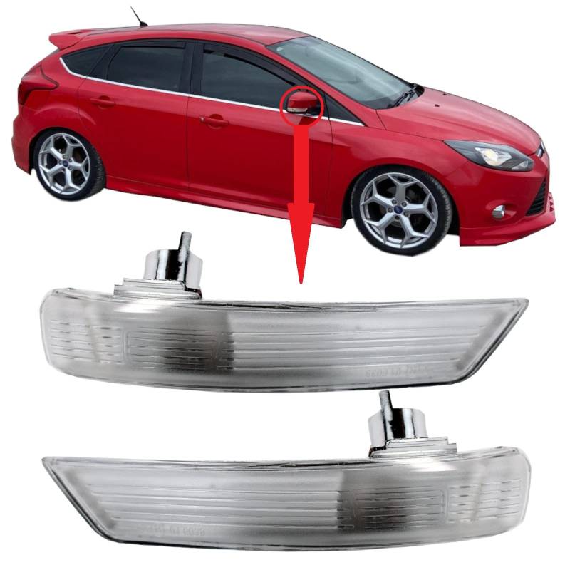 BIAREN Blinkerlinsen-Set für Außenspiegel, rechts und links, klar, für Ford Focus MK2 MK3 Mondeo MK4 1538488 1538489 von BIAREN