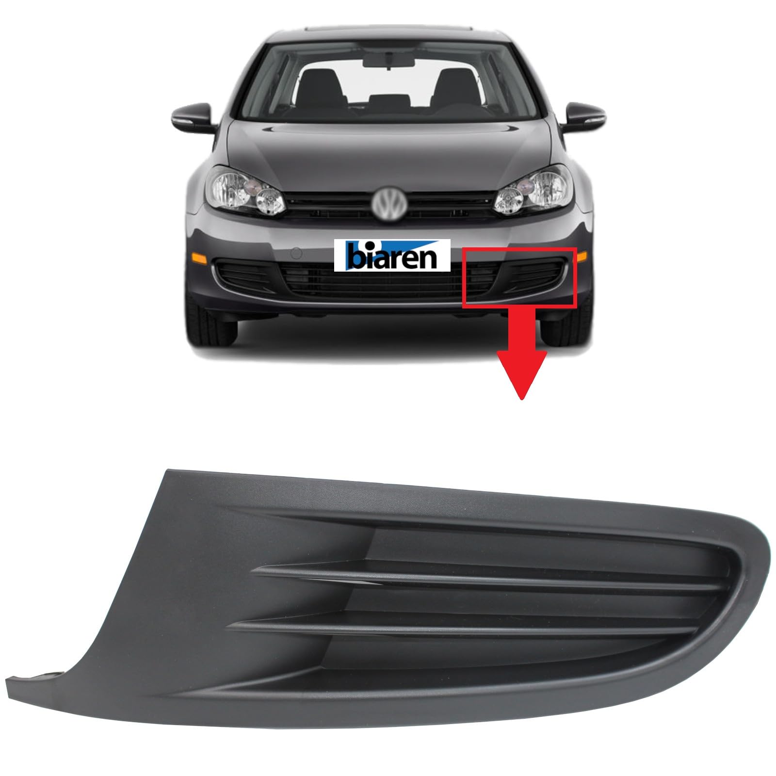 BIAREN Frontstoßstange unten Kühlergrill Abdeckung Blende links für Volkswagen VW Golf Mk6 (2009-2012) 5K0853665A 5K0853665A9B9 von BIAREN