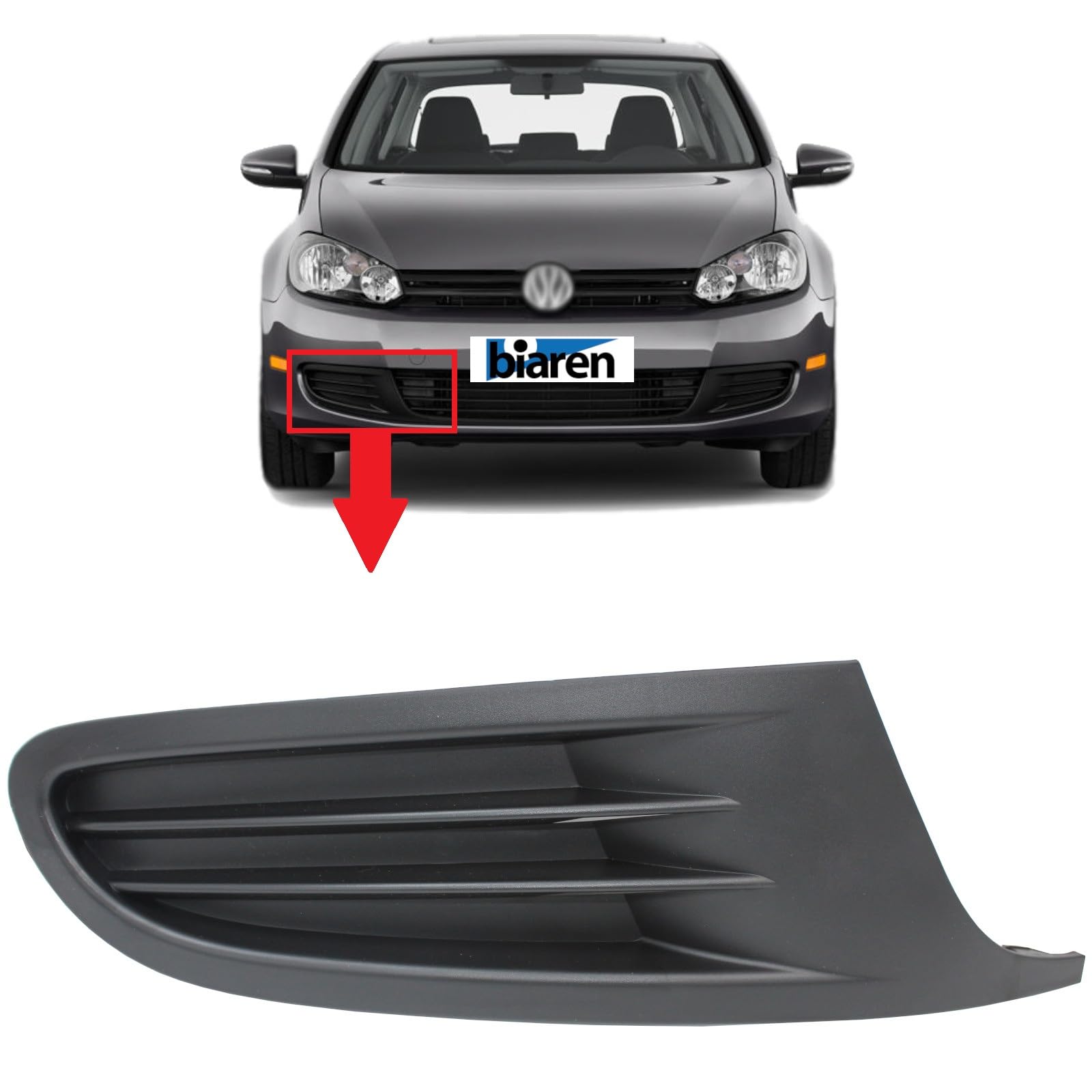 BIAREN Frontstoßstange unten Kühlergrill Abdeckung Blende rechts für Volkswagen VW Golf Mk6 (2009-2012) 5K0853666A 5K0853666A9B9 von BIAREN