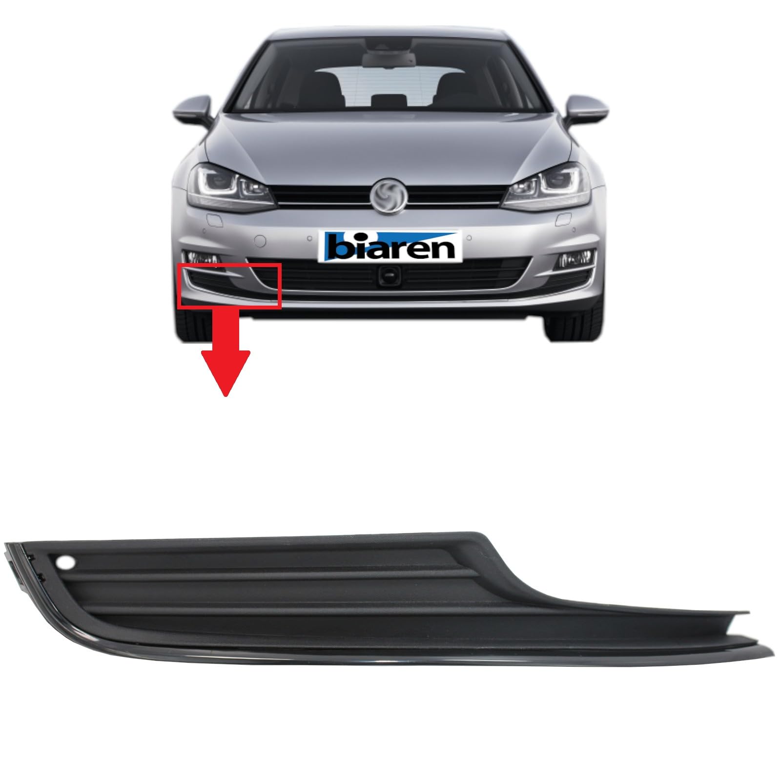 BIAREN Frontstoßstange unten Kühlergrill Abdeckung Blende rechts für Volkswagen VW Golf Mk7 (2013-2017) 5G0853666 5G08536669B9 von BIAREN