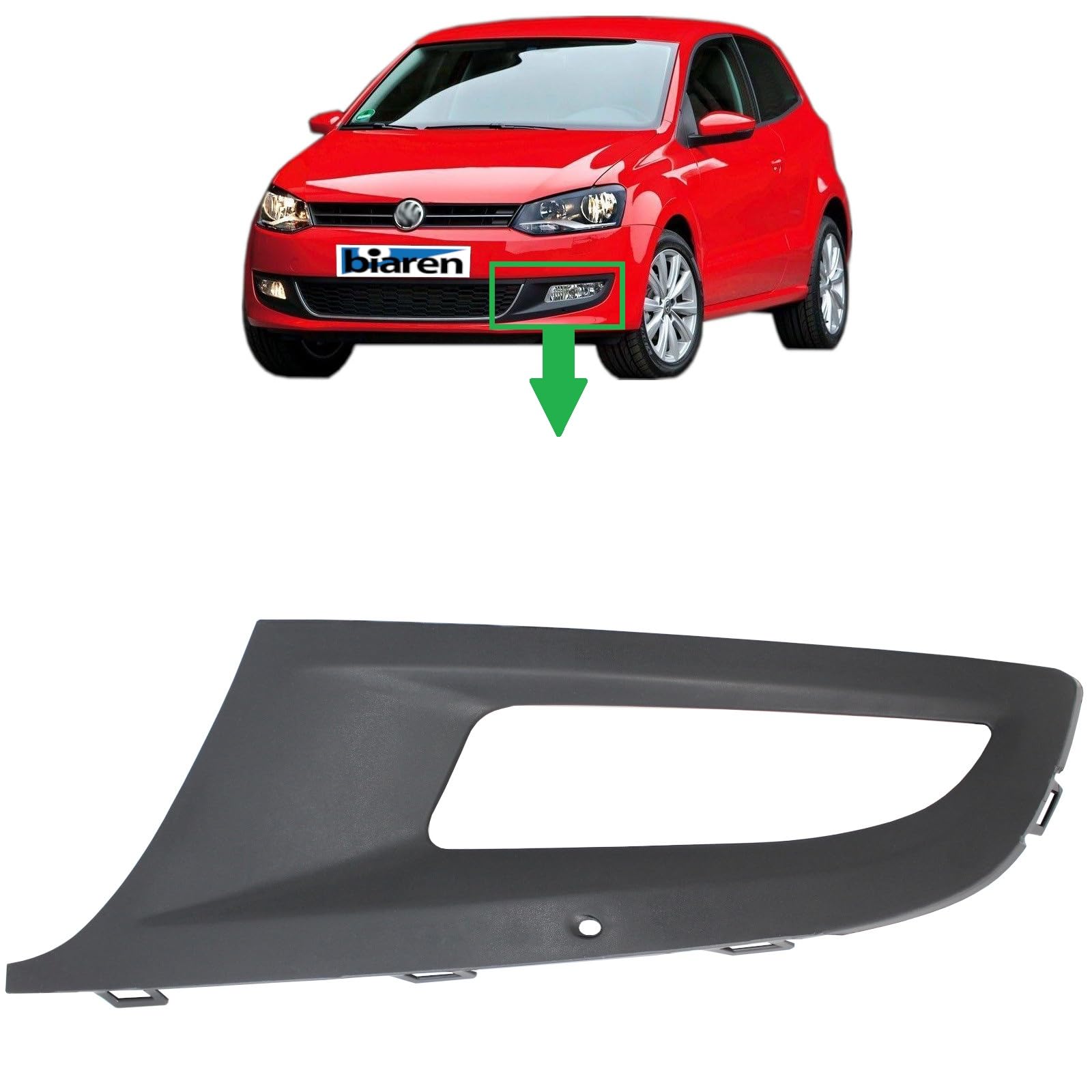 BIAREN Frontstoßstange unten Kühlergrill Nebelscheinwerfer Abdeckung Blende links für Volkswagen VW Polo 6R (2009-2013) 6R0853665D 6R0853665D9B9 von BIAREN