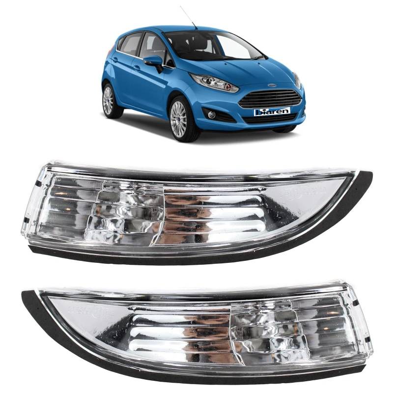 BIAREN Paar Tür-Außenspiegel-Blinkerlinsen-Set, rechts und links, klar, für Ford Fiesta B-Max 2008–2017 1748314 1748313 von BIAREN