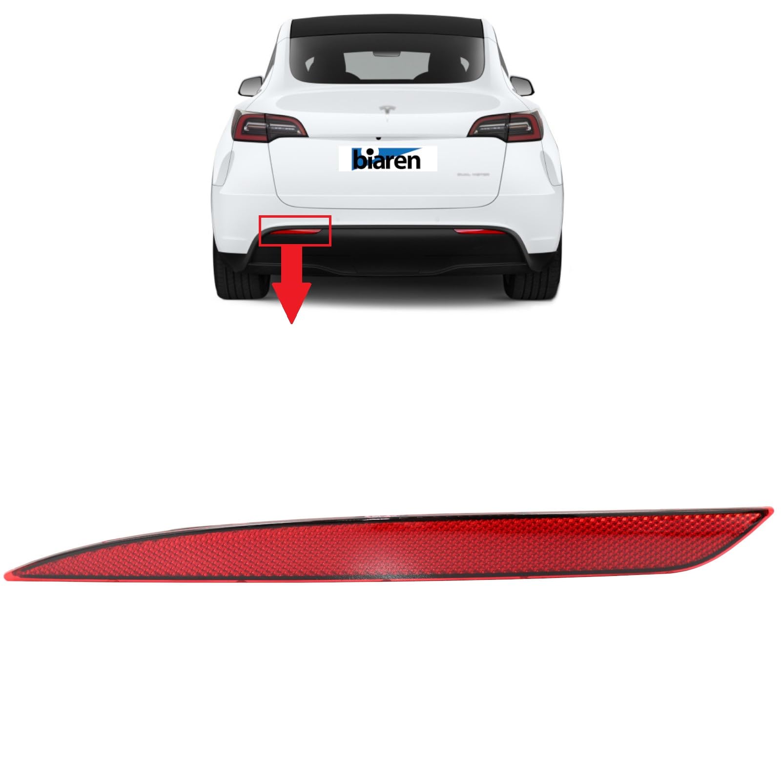 BIAREN Reflektorleuchte für Tesla Model Y (2020–2024), OEM 149581700C, 1495817-00-C, Rot, Hinten Links von BIAREN