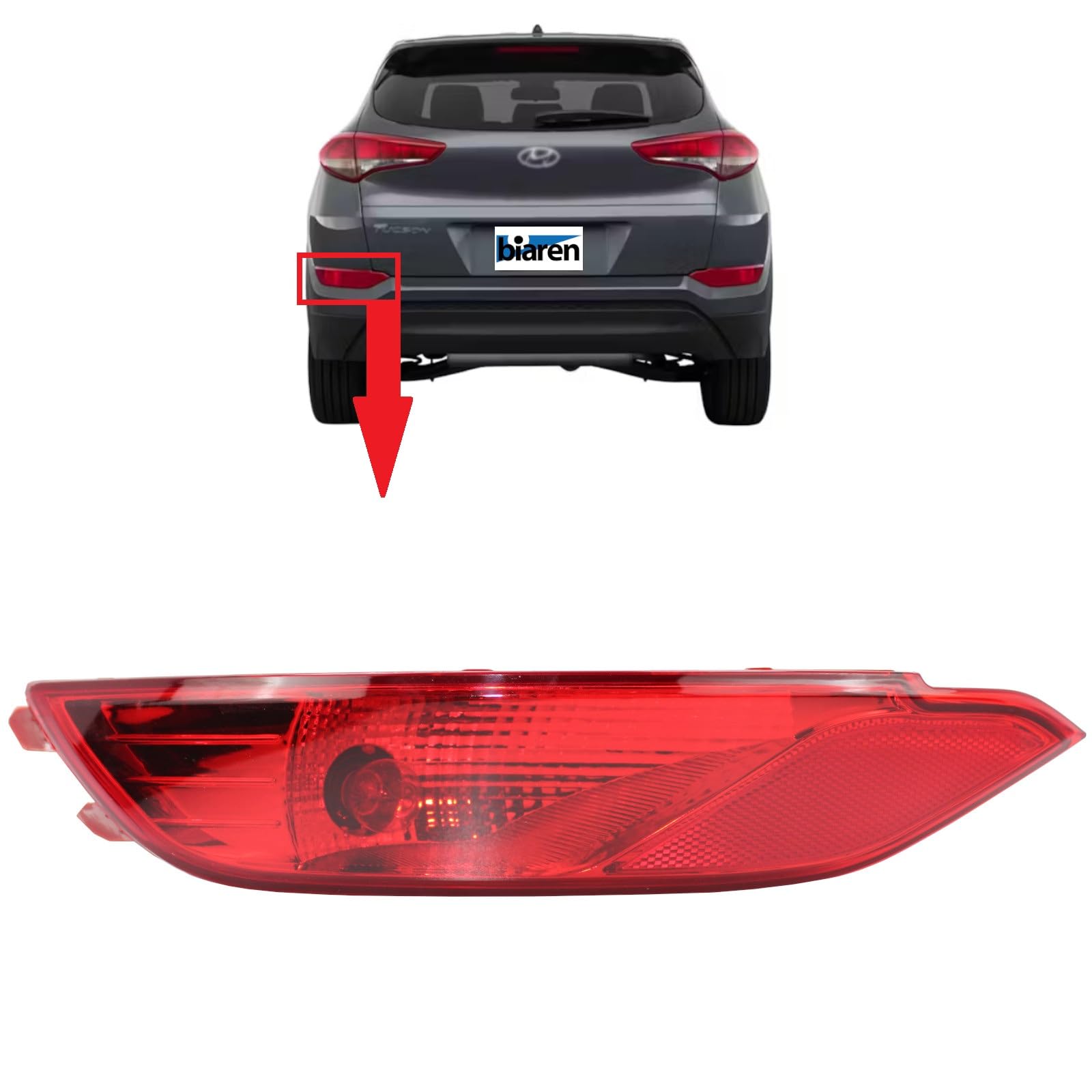 BIAREN Rückstoßstangen-Reflektor-Lampe, Heckstoßstange, Nebelscheinwerfer, Lampe mit Glühbirne, linke Seite, für Hyundai Tucson (2015–2018) 92405-D3100 92405D3100 von BIAREN