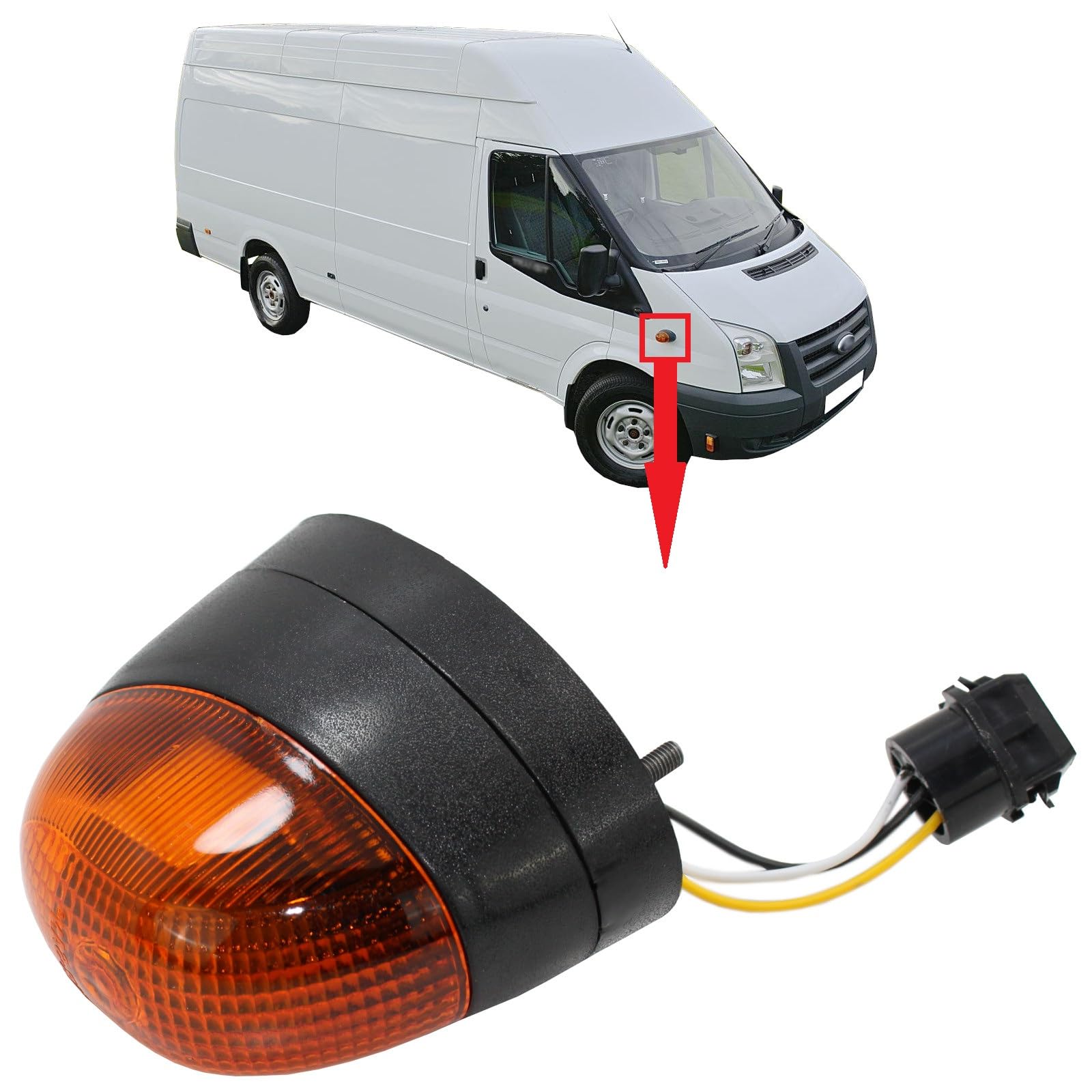BIAREN Seitenblinker Repeater Lampe vorne rechts für Ford Transit MK6 MK7 2000-2014 YC1513B376AF 1202148 von BIAREN