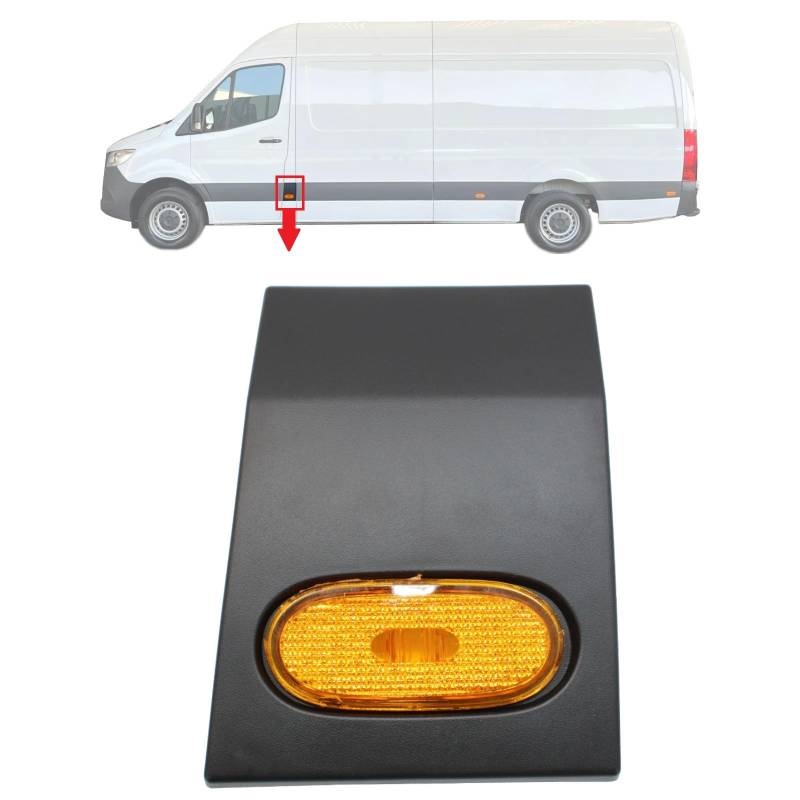 BIAREN Seitenleiste für linke Tür mit Seitenmarkierungsleuchte für Mercedes Benz Sprinter Volkswagen VW Crafter LWB (2006–2016) A9066901182 2E1853535CJ A0038202956 2E0945061C von BIAREN