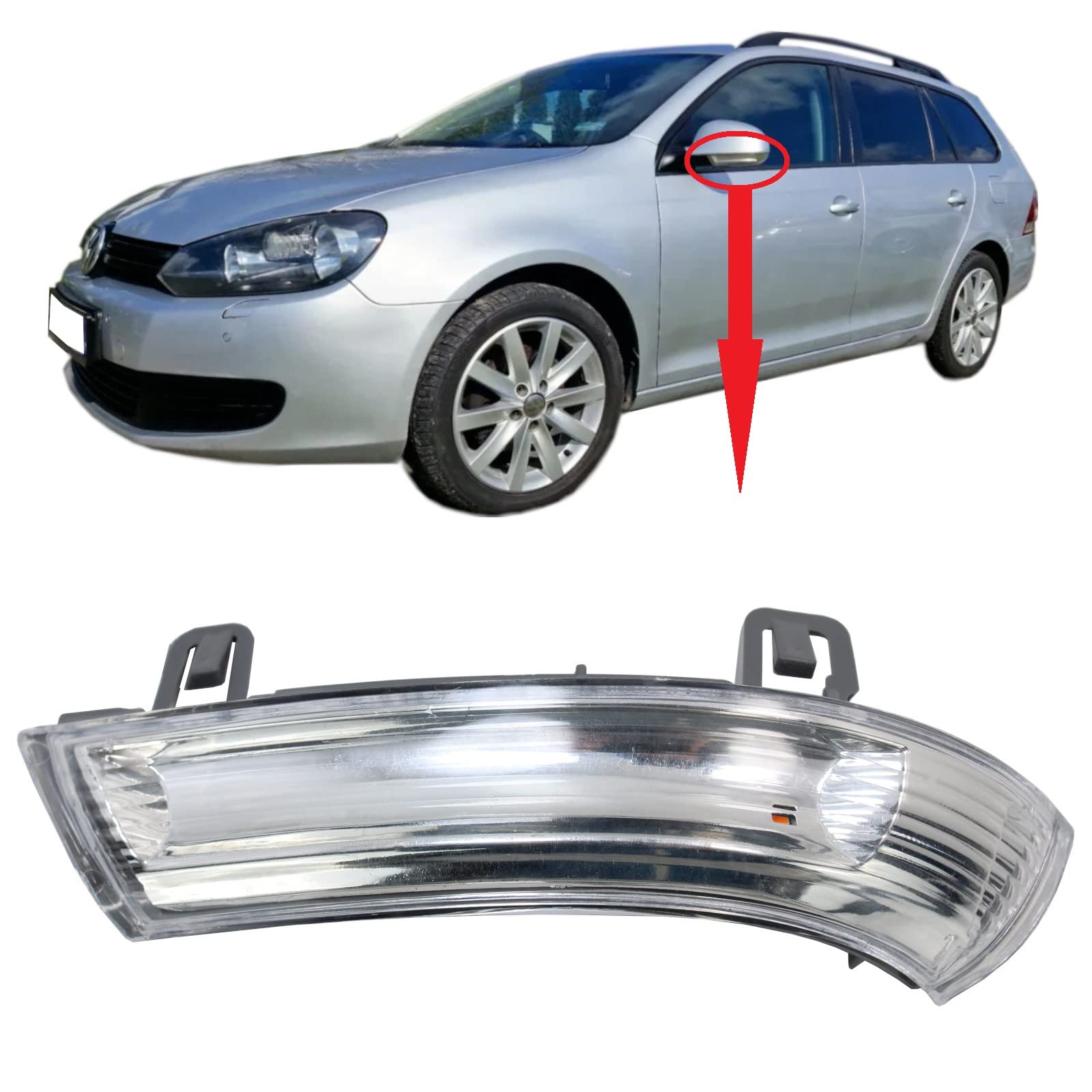 BIAREN Tür Außenspiegel Blinker Linse klar links Beifahrerseite für VW Golf Passat Jetta Skoda Superb Seat Alhambra 2003-2012 1K0949101 3BD949101 von BIAREN