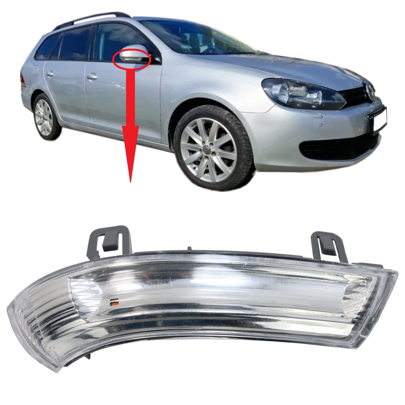 BIAREN Tür Außenspiegel Blinker Linse klar rechts Fahrerseite für VW Golf Passat Jetta Skoda Superb Seat Alhambra 2003-2012 1K0949102 3BD949102 von BIAREN