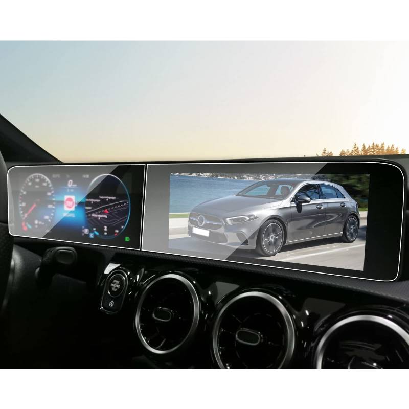 BIBIBO 10,25 Zoll Benz Navigation Schutzfolie, Displayschutzfolie für Mercedes Benz A Klasse W177 V177 / B Klasse W247 2019-2023, 9H Gehärtetes Glas GPS Navigator Displayschutzfolien von BIBIBO