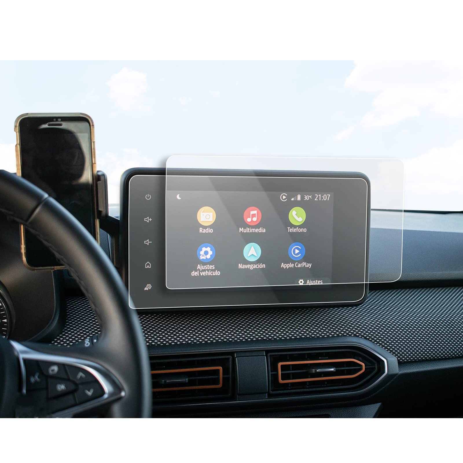 BIBIBO 8" Dacia Navigation Schutzfolie Kompatibel mit Dacia Sandero 3 / Sandero Stepway 2021-2023, GPS Navigator Displayschutzfolien, Kratzfest Anti-Fingerprint (2 Stück) von BIBIBO