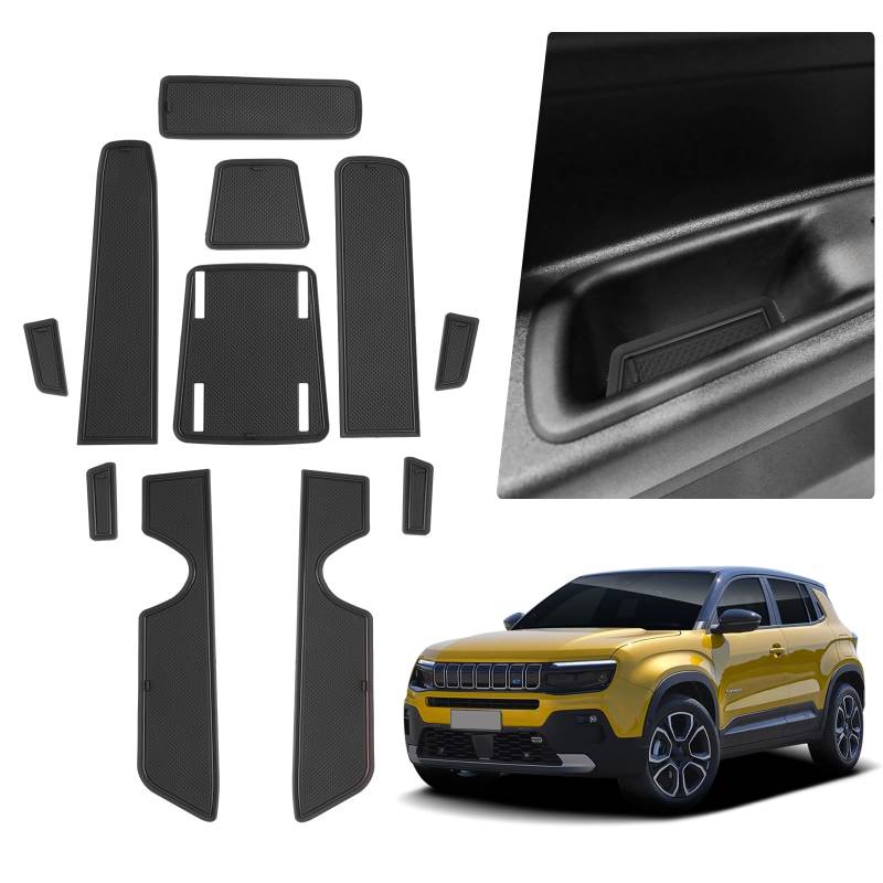 BIBIBO Antirutschmatten kompatibel mit Jeep Avenger 2023 2024, Auto Mittelkonsole Gummimatten, Jeep Avenger Antirutsch Pads, Anti Rutsch Schutzmatte, Rutschmatten, Auto Matten (Schwarz) von BIBIBO