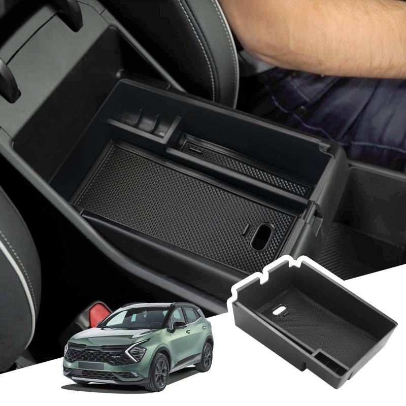 BIBIBO Aufbewahrungsbox für Kia Sportage NQ5 2022-2024 (Automatikgetriebe), Mittelkonsole Organizer mit Rutschfestermatte, Mittelarmlehne, Konsolenschalen Armlehnen, Auto Armlehnenablage von BIBIBO