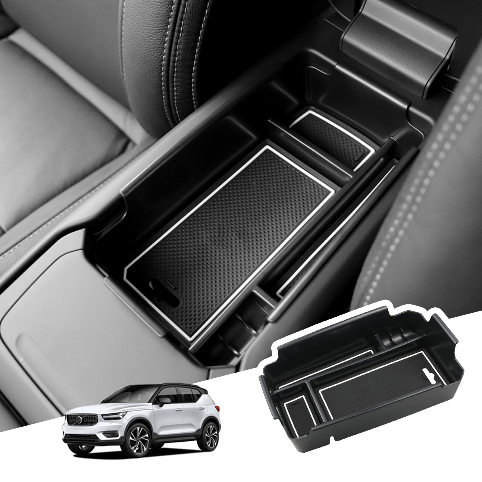 BIBIBO Aufbewahrungsbox für Volvo XC40 2018-2024, Volvo XC40 Mittelkonsole Organizer, Mittelarmlehne, Armlehnen Aufbewahrungsbox, Ablage in der Mittelkonsole, Volvo XC40 Konsole Organizer von BIBIBO