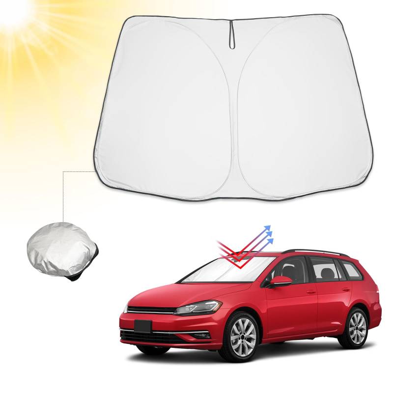 BIBIBO VW Golf 7 Sonnenschutz mit UV Schutz Kompatibel mit 2013-2019 Volkswagen Golf Mk7 7.5 / SEAT Leon MK3 / SEAT Leon Cupra 5F, Auto Sonnenschirm für Frontscheibe, Hitzeschutz gegen UV-Strahlen von BIBIBO