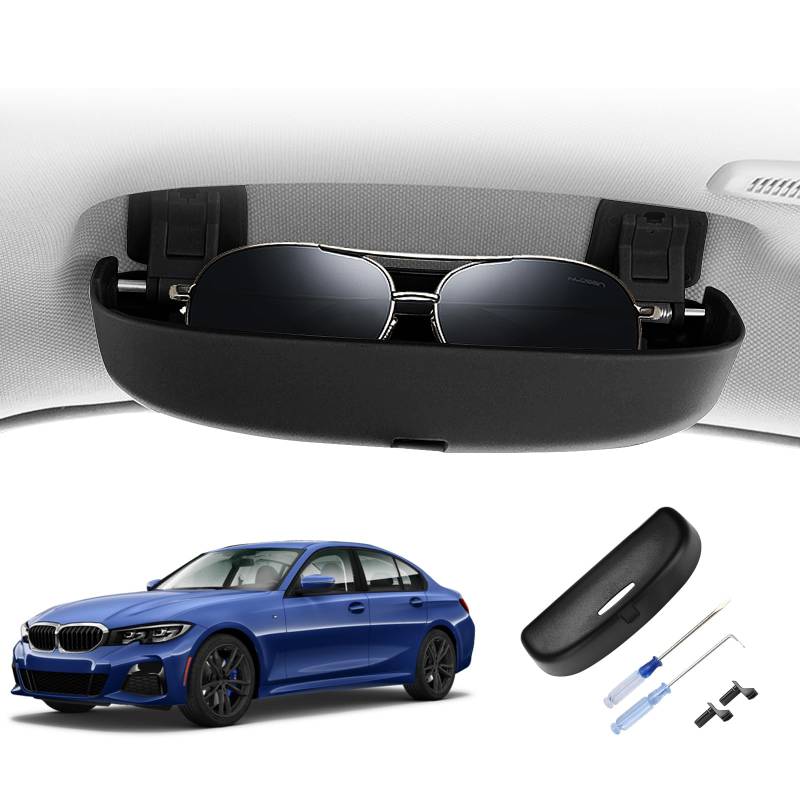 BIBIBO Brillenetui für B*MW Serie 3 5 7 X1 X3 X5 X7, Brillenhalter für Auto, Sonnenbrillen Halterung, Aufbewahrung Sonnenbrillenhalt, Car Glasses Holder (Schwarz) von BIBIBO