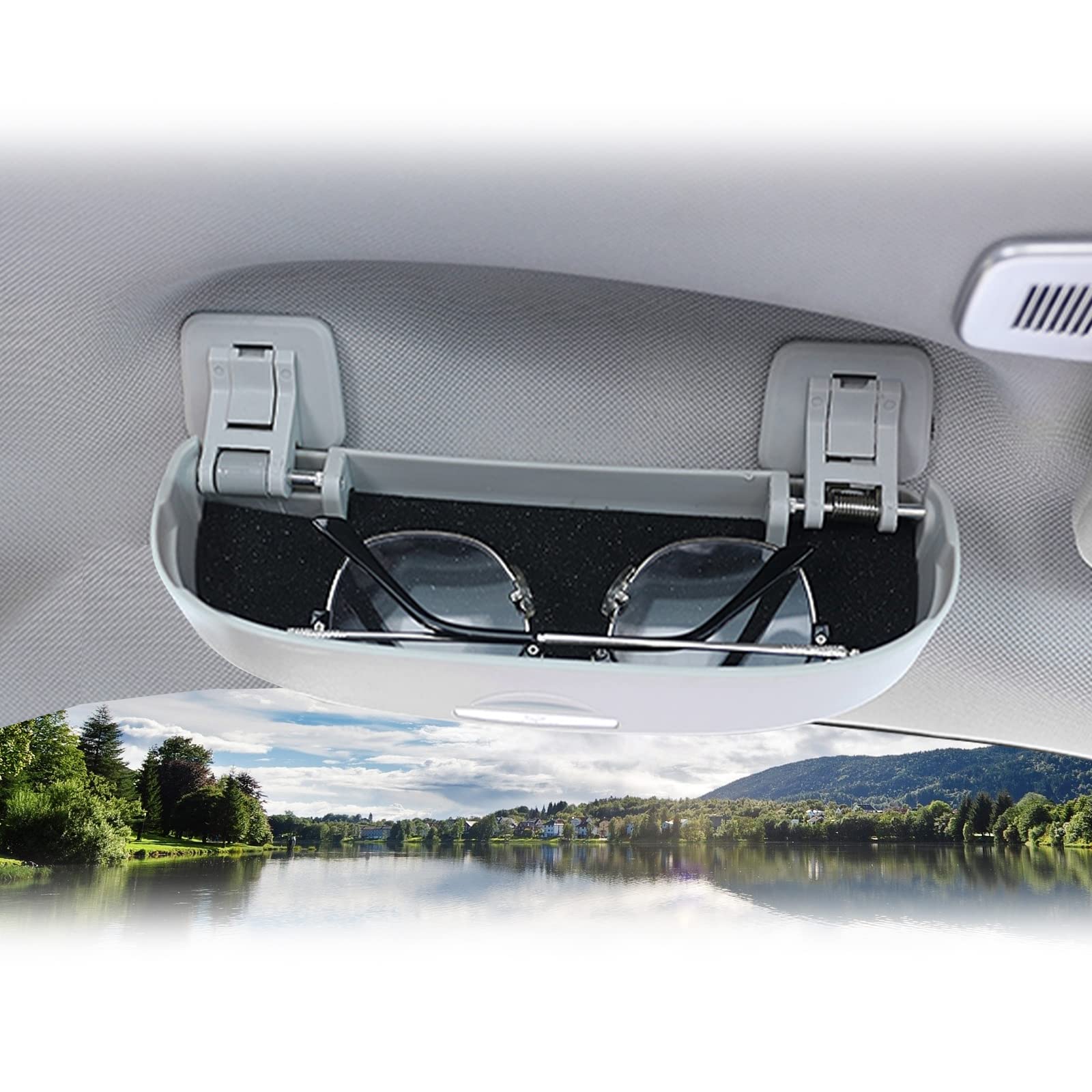 BIBIBO Brillenetui für Jeep Compass 2017-2022, Brillenhalter für Auto, Sonnenbrillen Halterung, Aufbewahrung Sonnenbrillenhalt, Car Glasses Holder (Grau) von BIBIBO