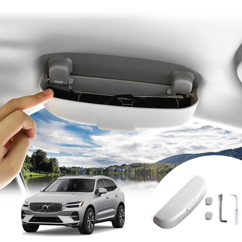 BIBIBO Brillenetui für Volvo XC40 XC60 XC90 V60 V90 S90, Brillenhalter für Auto, Sonnenbrillen Halterung, Aufbewahrung Sonnenbrillenhalt, Car Glasses Holder (Grau) von BIBIBO