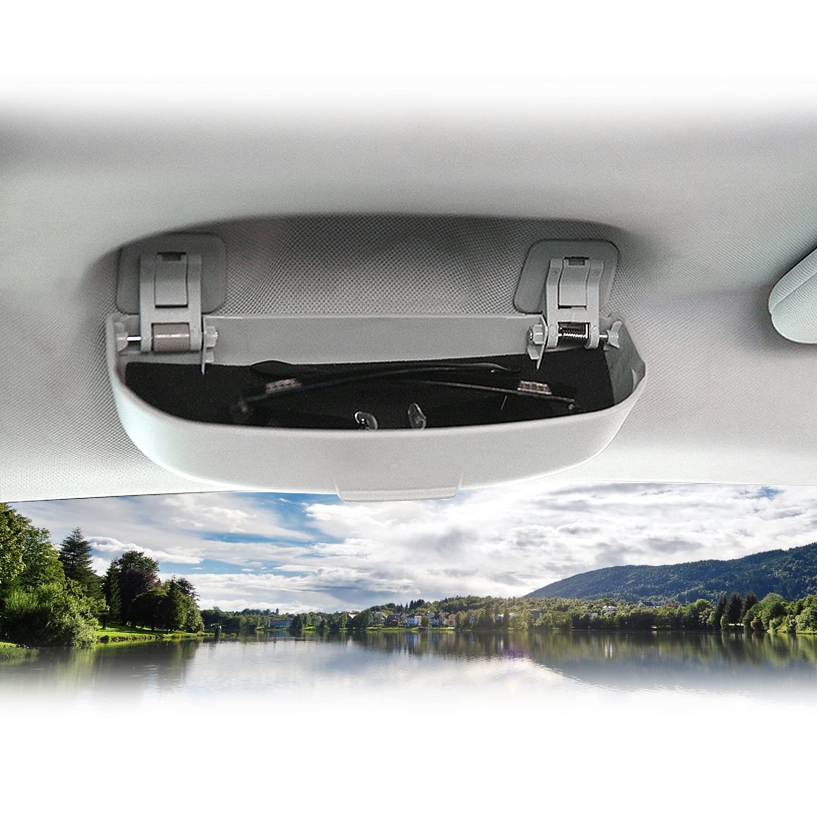 BIBIBO Brillenhalter für Jeep Renegade BU 2015-2024, Auto Sonnenblende, Sonnenbrillen Brillen Halter, Auto Innenraum Aufbewahrungsbox Organizer (Grau) von BIBIBO