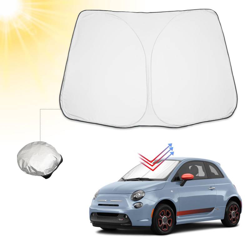 BIBIBO FIAT 500 Abarth 595 Frontscheibenabdeckung Kompatibel mit FIAT 500 Abarth 595 2017-2024, Sonnenschutz Auto Frontscheibe Faltbar, Hitzeschutz Auto gegen UV-Strahlen von BIBIBO