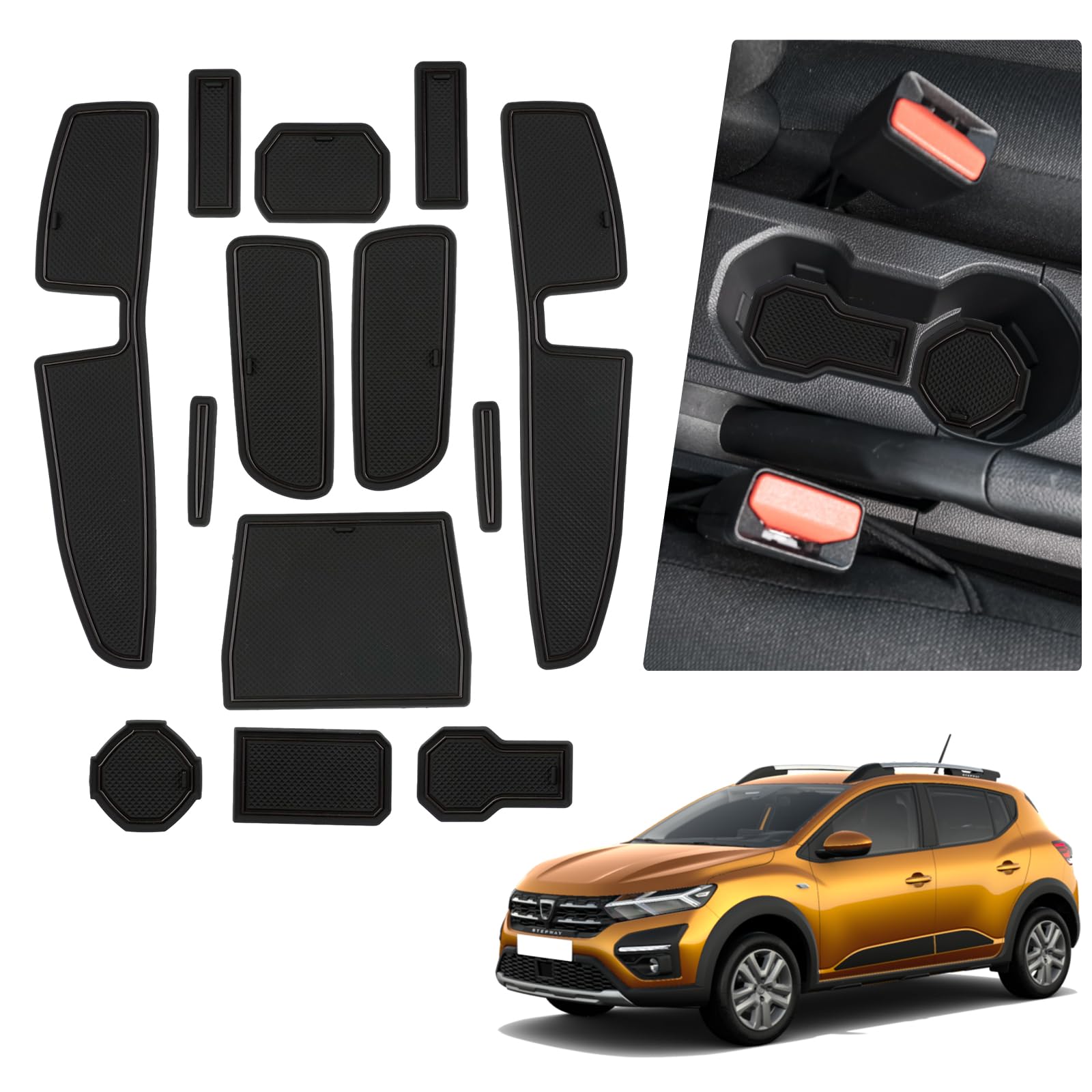 BIBIBO Gummimatten Antirutschmatten kompatibel mit Dacia Sandero 3 / Sandero Stepway 3 2021-2024, Antirutschmatten Zubehör, Sandero Stepway 3 rutschfeste Matten von BIBIBO