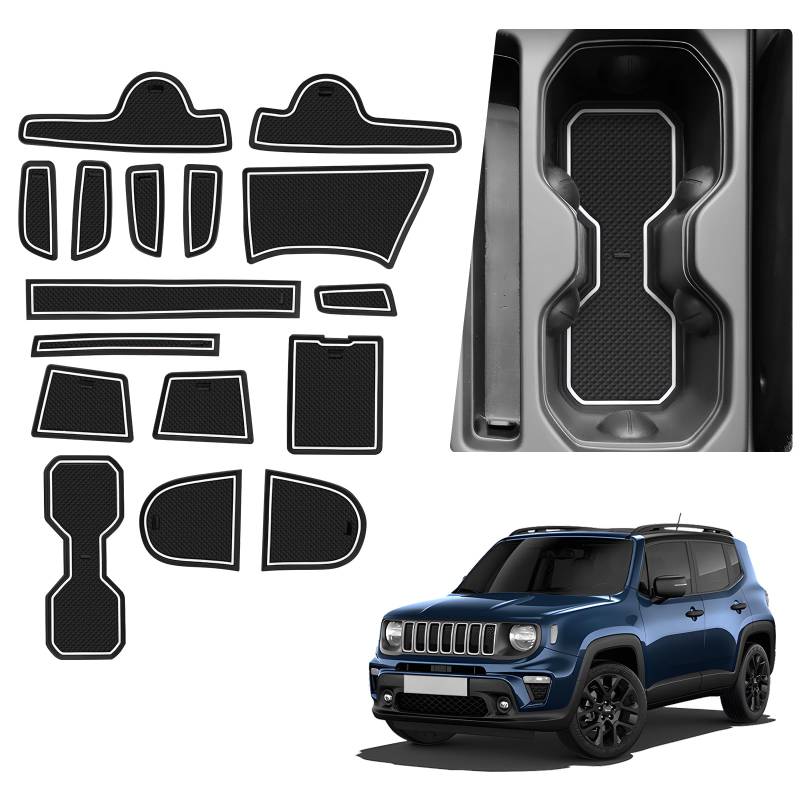 BIBIBO Gummimatten Antirutschmatten kompatibel mit Jeep Renegade Facelift 2019-2025, Gummi-Automatten, Auto Matten, Anti-Rutsch-Matte, Aufbewahrungsbox rutschfeste Matten (weiß) von BIBIBO