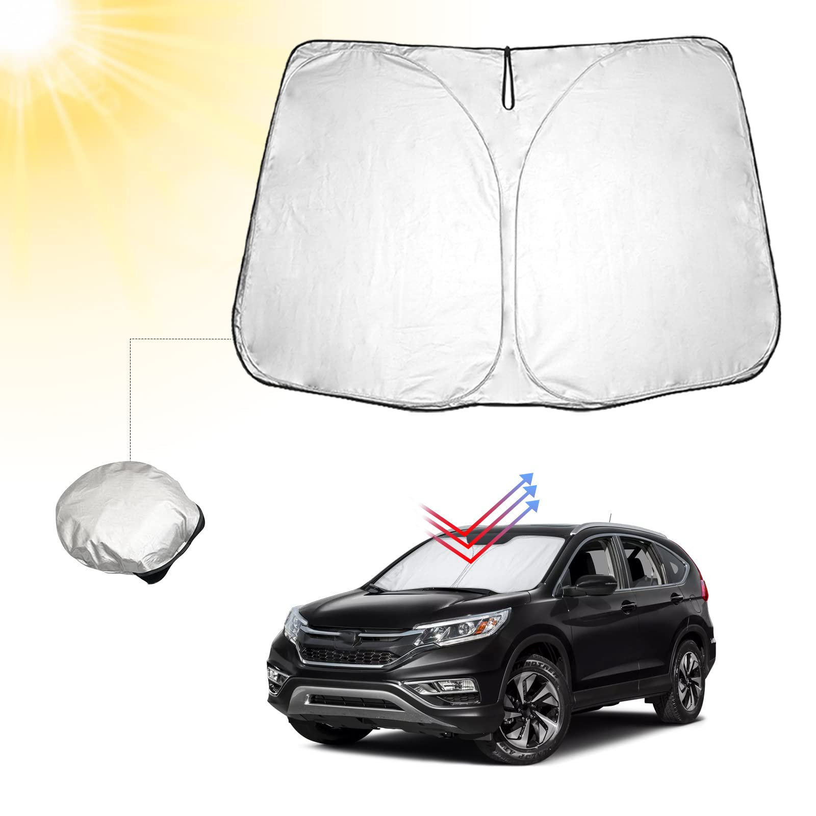 BIBIBO Honda HR-V Sonnenschutz Frontscheibe Auto mit Honda HR-V 2016-2020, Auto Sonnenschutz Zertifizierte Qualität Frontscheibenabdeckung Faltbar mit UV-Schutz von BIBIBO