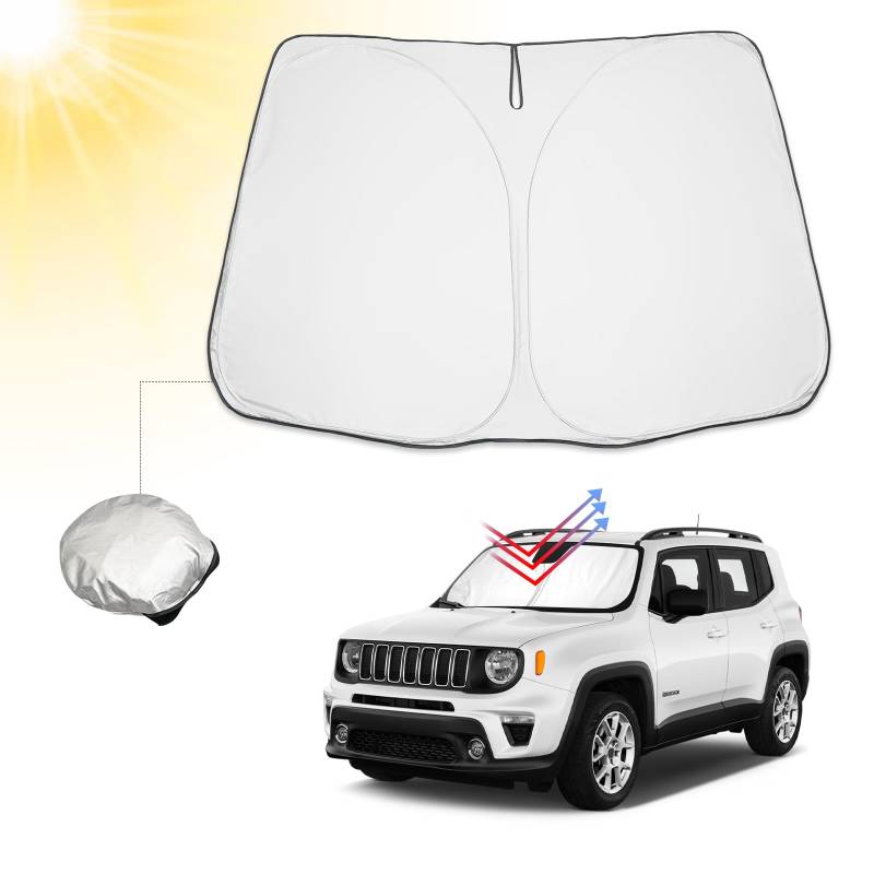 BIBIBO Jeep Renegade BU Auto Sonnenschutz mit UV Schutz Kompatibel mit Jeep Renegade BU 2015-2024, Auto Sonnenschirm für Frontscheibe, Hitzeschutz Auto gegen UV-Strahlen, Faltbar Windschutzscheibe von BIBIBO