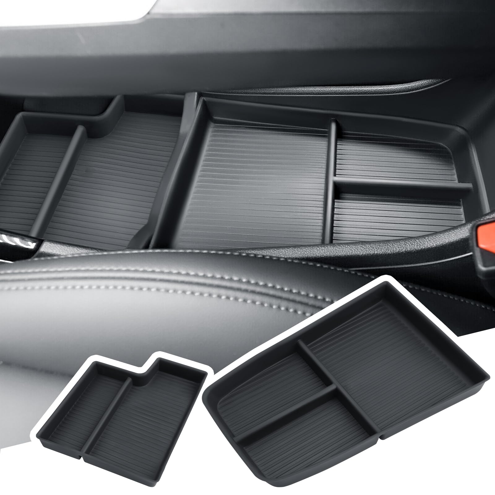 BIBIBO Mittelkonsole Organizer Tray für BMW X1 U11 2022-2024, Mittelkonsole Armlehnen Aufbewahrungsbox, Handschuhfach, TPE-Weichgummi (Unten, 2 Stücke) von BIBIBO