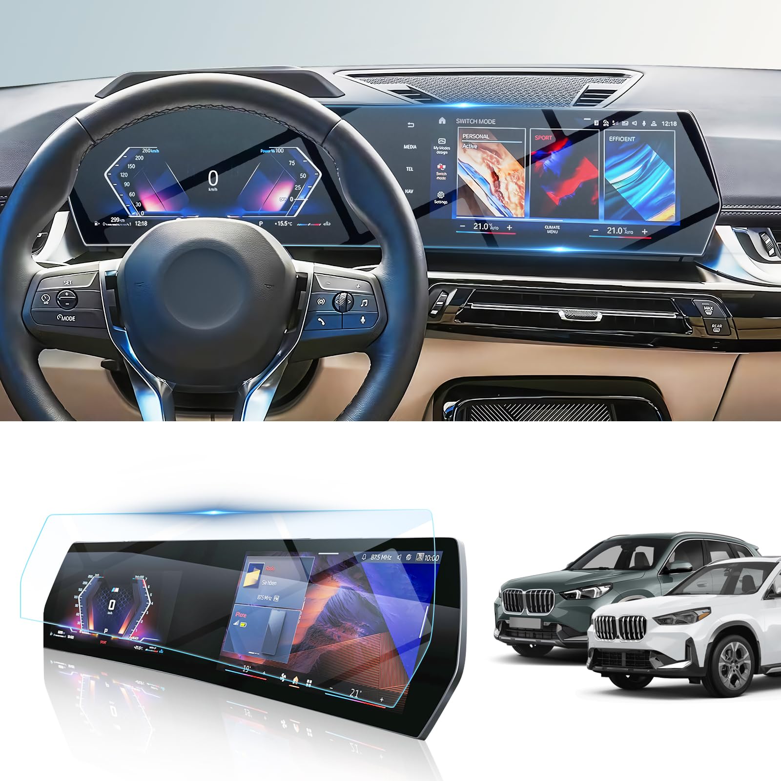 BIBIBO Navigation Schutzfolie, Displayschutzfolie für BMW X1 iX1 U11 2022-2024, 9H Gehärtetes Glas Displayschutzfolie, GPS Navigator Displayschutzfolien von BIBIBO