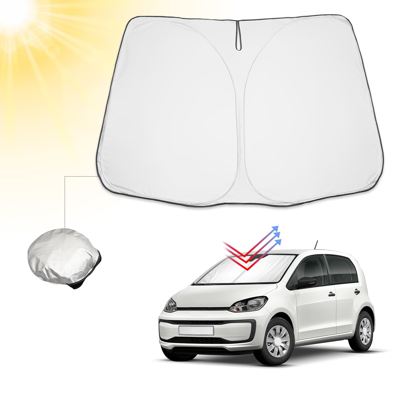 BIBIBO VW UP Sonnenschutz Frontscheibe Auto mit VW UP GTI/Seat Mii/S*koda Citigo 2013-2024, Auto Sonnenschutz Zertifizierte Qualität Frontscheibenabdeckung Faltbar mit UV-Schutz von BIBIBO