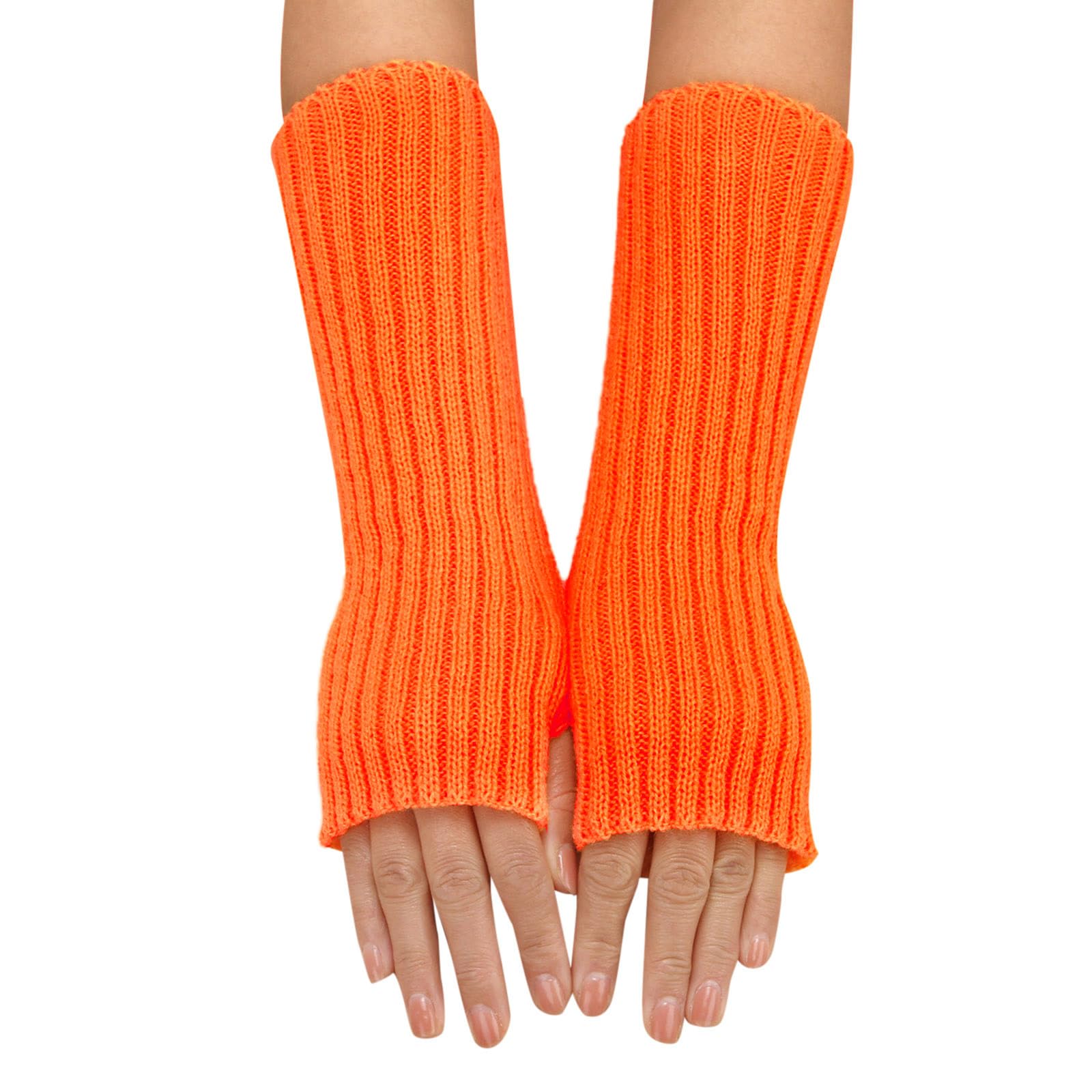 BIBOKAOKE Fingerlose Handschuhe Damen Einfarbig Handstulpen Weicher Strickhandschuhe Ohne Finger Halbfinger Winterhandschuhe Mode Warme Handgelenk Armstulpen Pulswärmer oder Stulpen mit Daumenloch von BIBOKAOKE