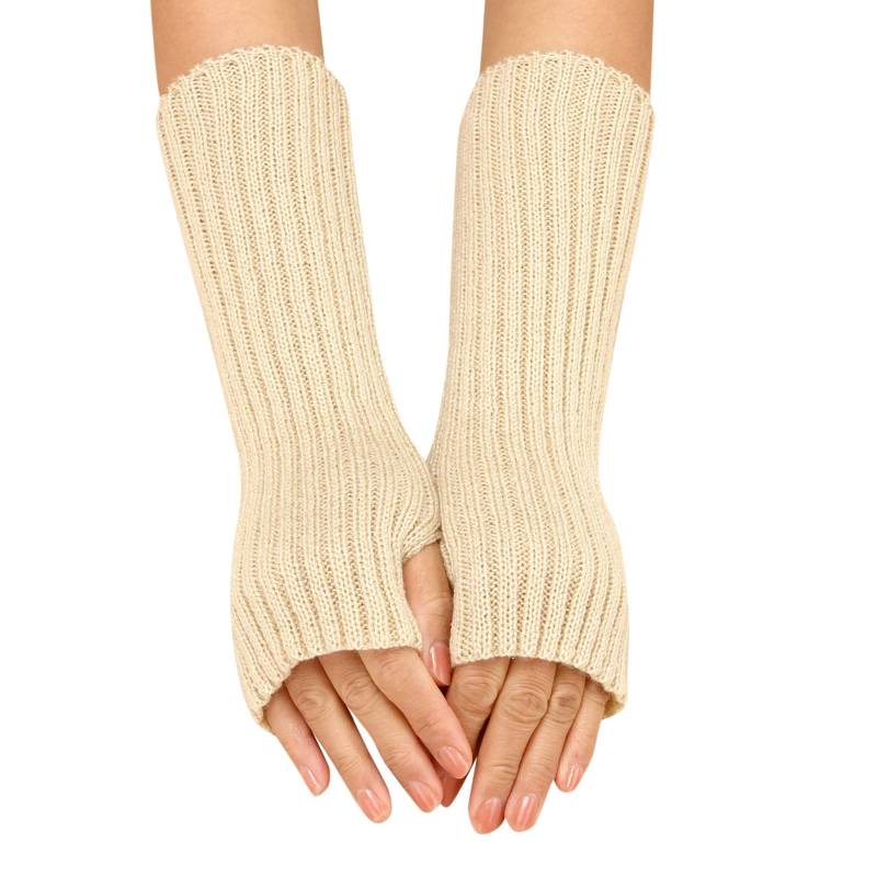 BIBOKAOKE Fingerlose Handschuhe Damen Einfarbig Handstulpen Weicher Strickhandschuhe Ohne Finger Halbfinger Winterhandschuhe Mode Warme Handgelenk Armstulpen Pulswärmer oder Stulpen mit Daumenloch von BIBOKAOKE