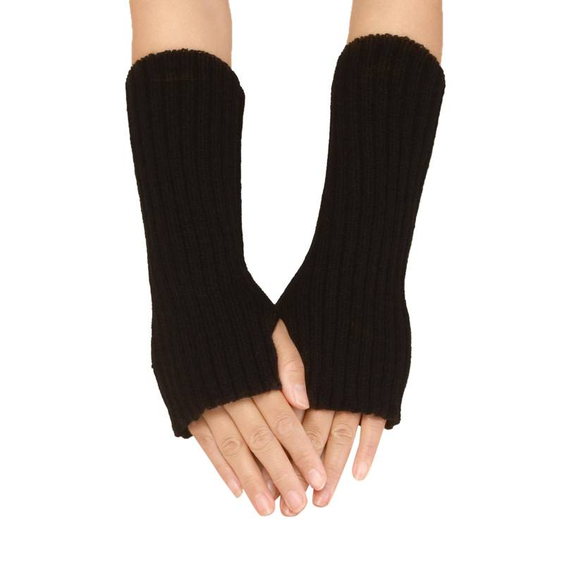 BIBOKAOKE Fingerlose Handschuhe Damen Einfarbig Handstulpen Weicher Strickhandschuhe Ohne Finger Halbfinger Winterhandschuhe Mode Warme Handgelenk Armstulpen Pulswärmer oder Stulpen mit Daumenloch von BIBOKAOKE