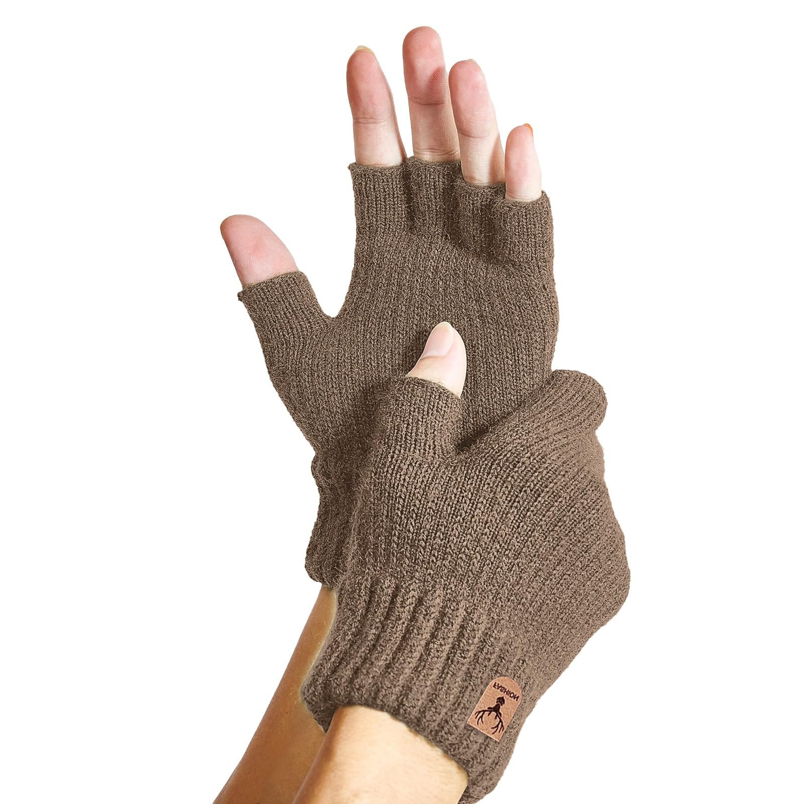 BIBOKAOKE Fingerlose Handschuhe Damen Halbfinger-Handschuh Winter Warme Strickhandschuhe Thermo Fingerlose Handschuhe Weich Flauschig Winterhandschuhe Touchscreen Gloves Modische Lederhandschuhe von BIBOKAOKE