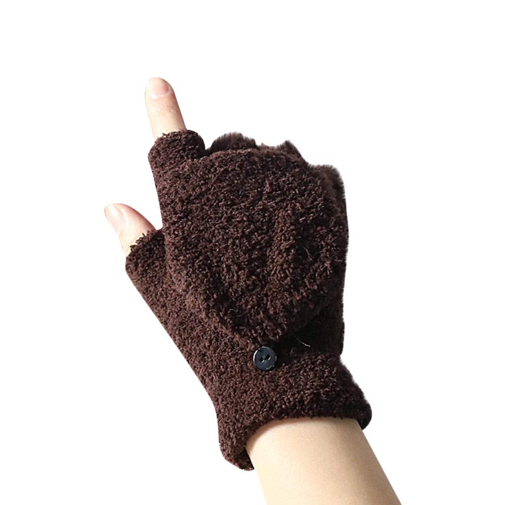 BIBOKAOKE Fingerlose Handschuhe Damen Halbfinger-Handschuh Winter Warme Strickhandschuhe Thermo Fingerlose Handschuhe Weich Flauschig Winterhandschuhe Touchscreen Gloves Modische Lederhandschuhe von BIBOKAOKE