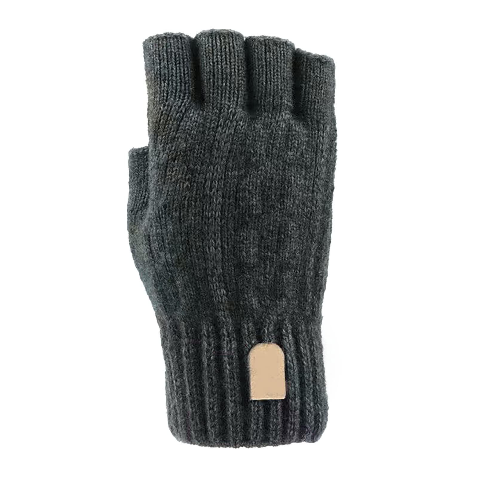 BIBOKAOKE Fingerlose Handschuhe Damen Halbfinger-Handschuh Winter Warme Strickhandschuhe Thermo Fingerlose Handschuhe Weich Flauschig Winterhandschuhe Touchscreen Gloves Modische Lederhandschuhe von BIBOKAOKE