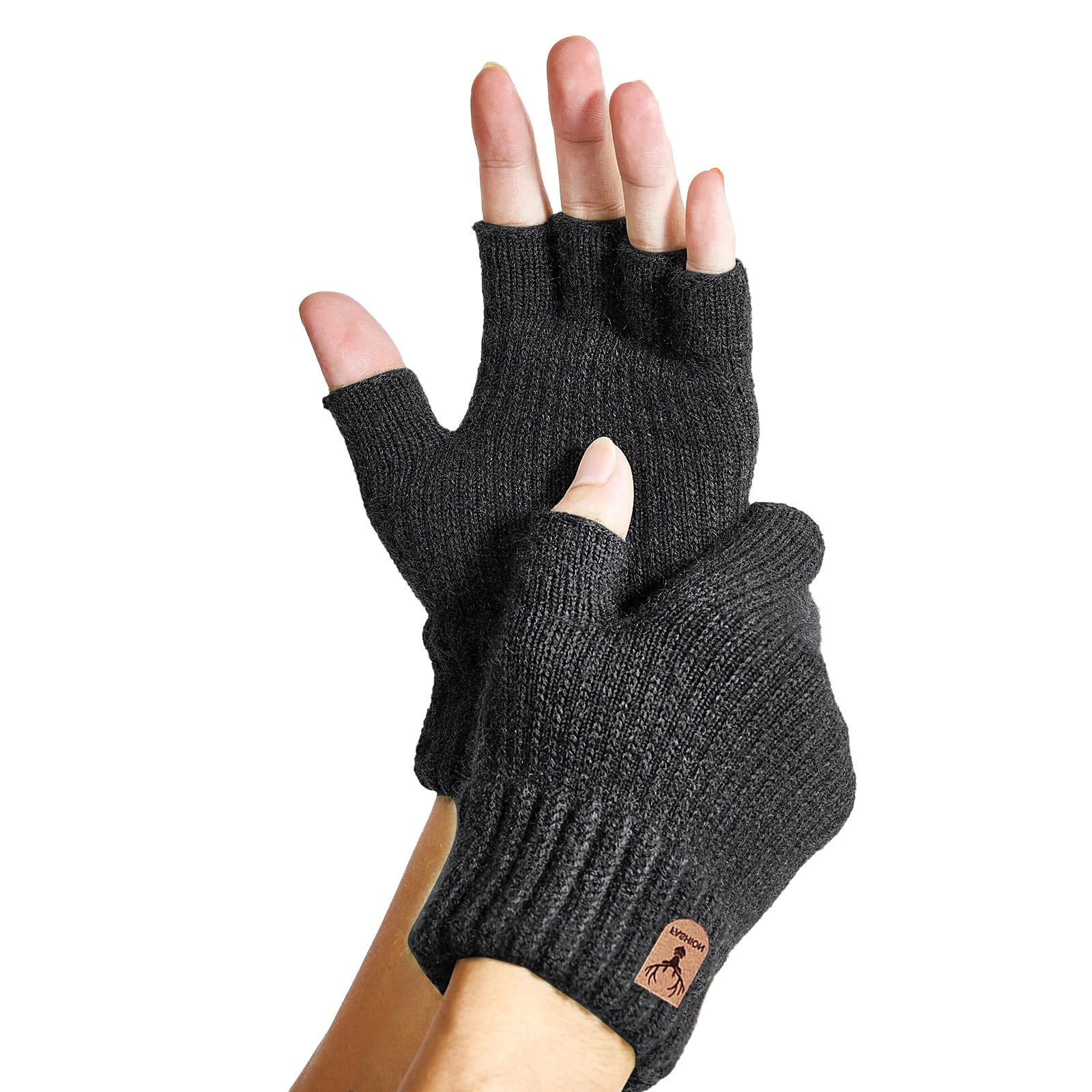 BIBOKAOKE Fingerlose Handschuhe Damen Halbfinger-Handschuh Winter Warme Strickhandschuhe Thermo Fingerlose Handschuhe Weich Flauschig Winterhandschuhe Touchscreen Gloves Modische Lederhandschuhe von BIBOKAOKE