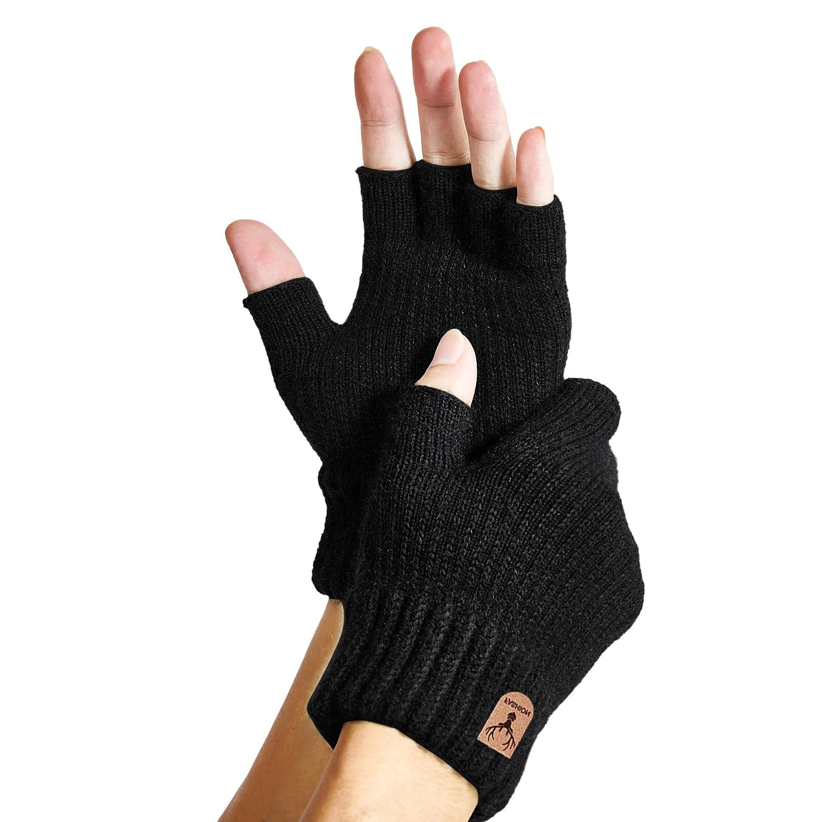 BIBOKAOKE Fingerlose Handschuhe Damen Halbfinger-Handschuh Winter Warme Strickhandschuhe Thermo Fingerlose Handschuhe Weich Flauschig Winterhandschuhe Touchscreen Gloves Modische Lederhandschuhe von BIBOKAOKE