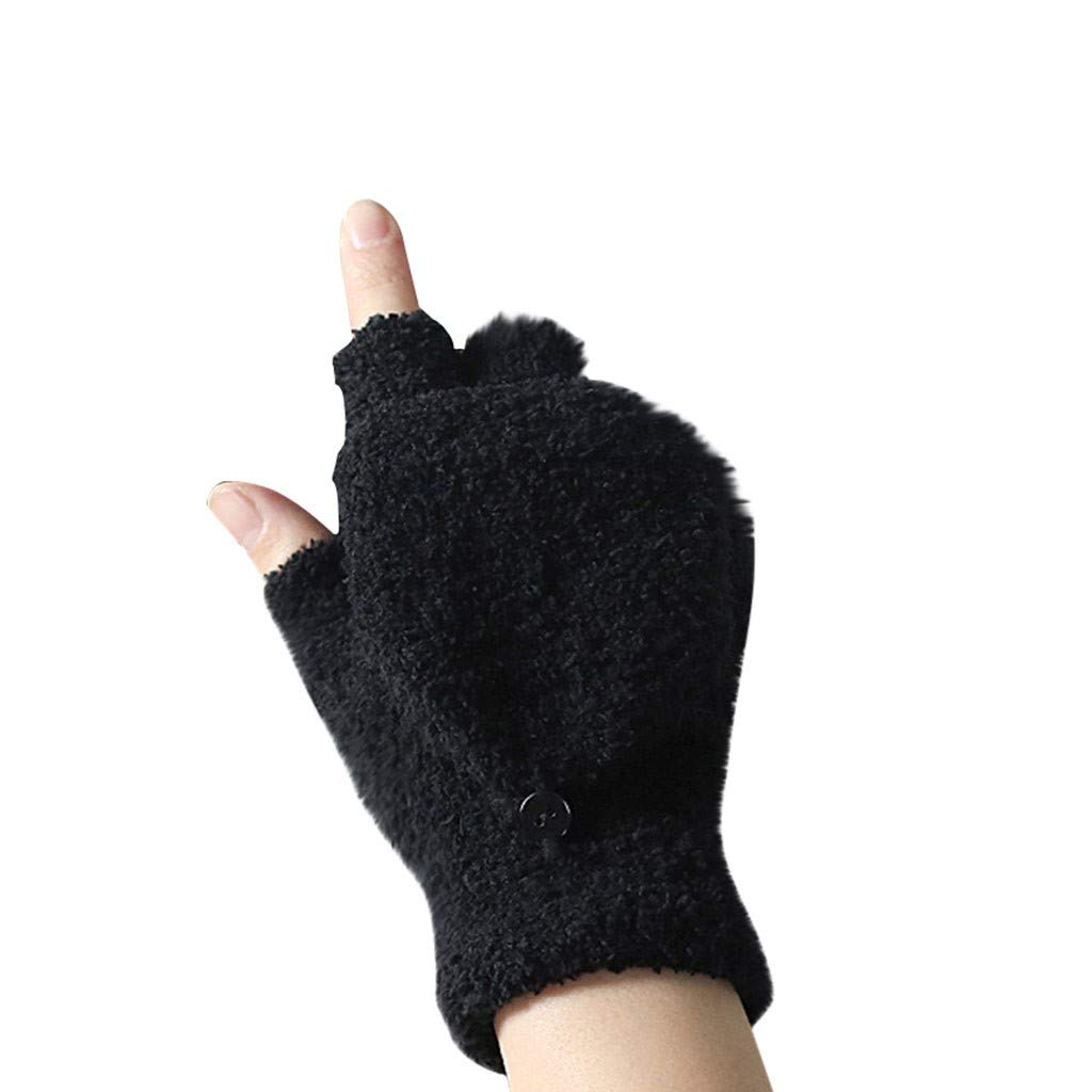 BIBOKAOKE Fingerlose Handschuhe Damen Halbfinger-Handschuh Winter Warme Strickhandschuhe Thermo Fingerlose Handschuhe Weich Flauschig Winterhandschuhe Touchscreen Gloves Modische Lederhandschuhe von BIBOKAOKE