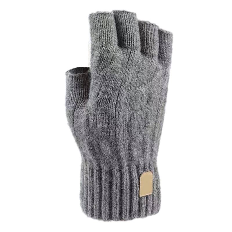 BIBOKAOKE Fingerlose Handschuhe Damen Halbfinger-Handschuh Winter Warme Strickhandschuhe Thermo Fingerlose Handschuhe Weich Flauschig Winterhandschuhe Touchscreen Gloves Modische Lederhandschuhe von BIBOKAOKE