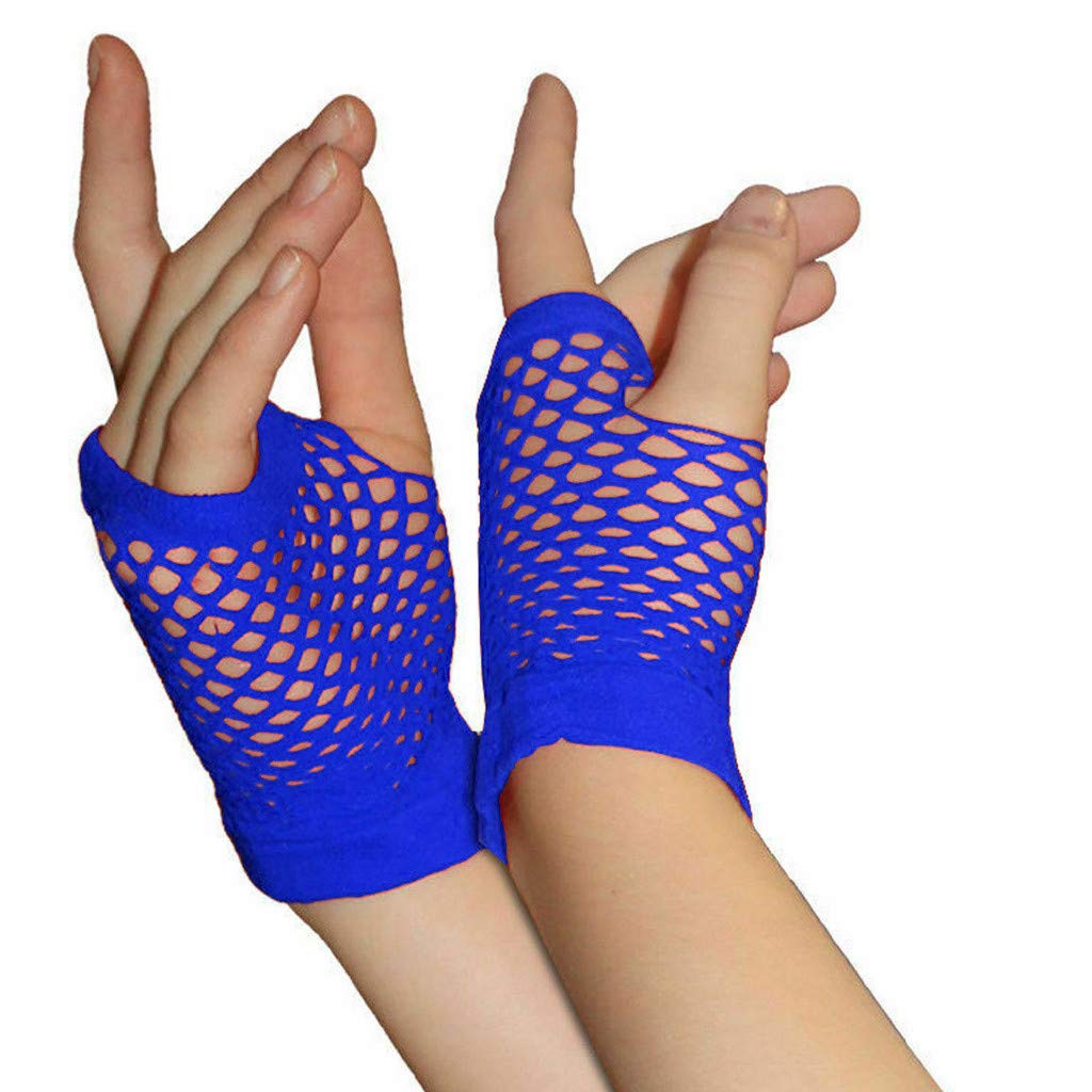 BIBOKAOKE Fingerlose Handschuhe Damen Netzhandschuhe Tüll Nylon Fischnetz Handschuhe Lang und Kurz Damen Fingerless Gloves 80er-Jahre Vintage Party Disco Maskerade Kostüm Zubehör Cosplay Accessories von BIBOKAOKE