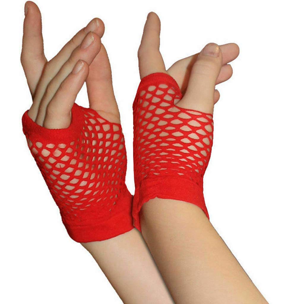 BIBOKAOKE Fingerlose Handschuhe Damen Netzhandschuhe Tüll Nylon Fischnetz Handschuhe Lang und Kurz Damen Fingerless Gloves 80er-Jahre Vintage Party Disco Maskerade Kostüm Zubehör Cosplay Accessories von BIBOKAOKE