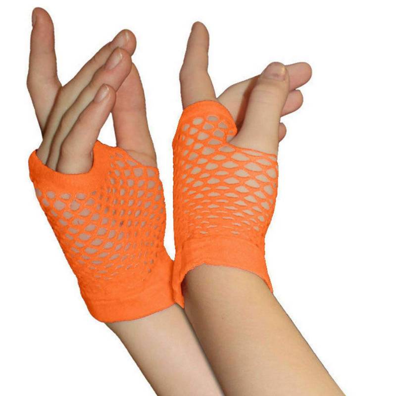 BIBOKAOKE Fingerlose Handschuhe Damen Netzhandschuhe Tüll Nylon Fischnetz Handschuhe Lang und Kurz Damen Fingerless Gloves 80er-Jahre Vintage Party Disco Maskerade Kostüm Zubehör Cosplay Accessories von BIBOKAOKE