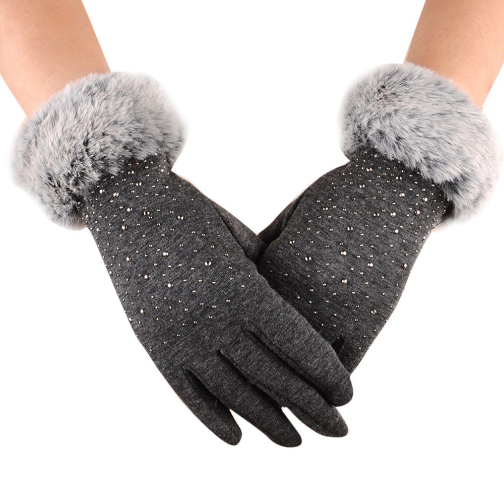 BIBOKAOKE Handschuhe Damen Winter Fausthandschuhe Gefüttert Thermo Winterhandschuhe Fahrradhandschuhe Outdoor Fäustlinge Fleecefutter Fingerhandschuhe Plüsch-Manschettenhandschuhe für Frauen von BIBOKAOKE