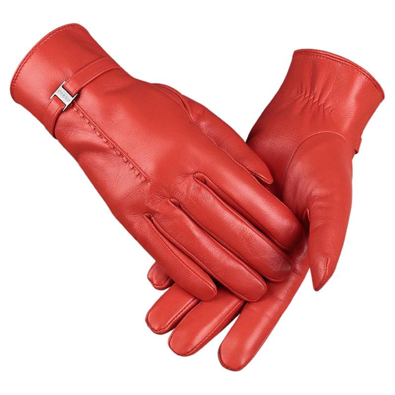 BIBOKAOKE Lederhandschuhe Damen Winter Touchscreen Handschuhe Leder Warmfutter Elegant Winterhandschuhe Casual Winddicht Outdoor Sports Gloves Pailletten Muster Handschuhe Seidenhandschuhe für Frauen von BIBOKAOKE